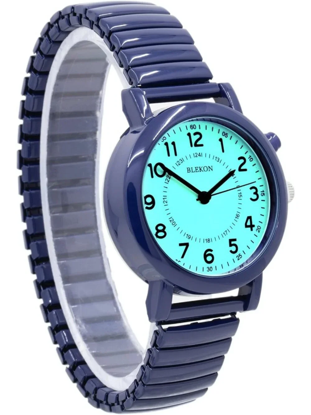 Light Up Dial Women's Watch, 33mm Metal Case, Analog Display, Glossy Band